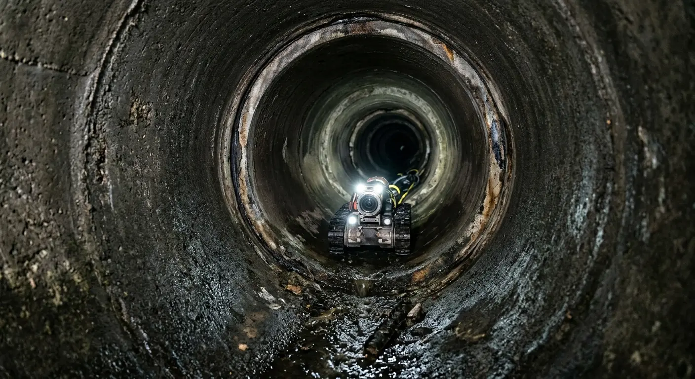 Robotic sewer camera inspecting pipe interior for Sewer Line Cleaning in McAllen